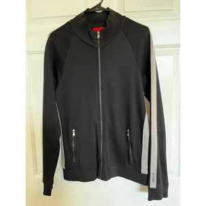 Hugo Boss Zip Track Jacket Sweatsuit Jacket Size M Black Gray Stripe